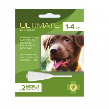 Ультімейт Ultimate краплі від бліх, кліщів, вошей і волосоїдів для собак 1-4 кг 0,6 мл