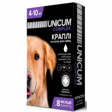 Краплі від бліх, кліщів і гельмінтів на холку Unicum complex для собак 4-10 кг №4