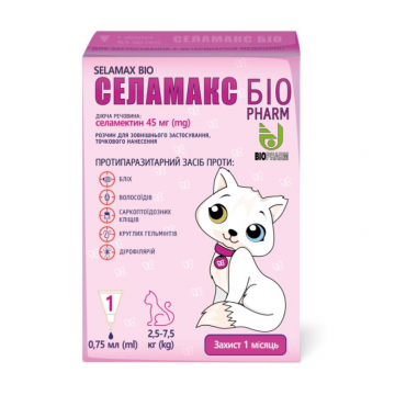 Селамакс Біо краплі для котів 2,5-7,5кг  0,75 мл №1 Біофарма