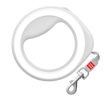 Поводок-рулетка для собак до 40 кг Waudog R-leash круглый со светоотражающей лентой белый размер XS-M 2,9 м Collar