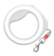 Повідець-рулетка для собак WAUDOG R-leash, кругла, XS-M, до 40 кг, 2,9 м, світловідбиваюча стрічка білий/812715															