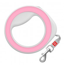 Повідець-рулетка для собак WAUDOG R-leash, кругла, XS-M, до 40 кг, 2,9 м, світловідбиваюча стрічка рожевий/81277																