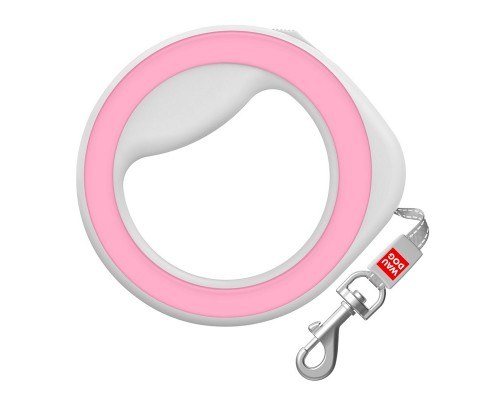 Повідець-рулетка для собак WAUDOG R-leash, кругла, XS-M, до 40 кг, 2,9 м, світловідбиваюча стрічка рожевий/81277																