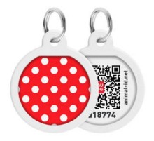 Адресник для собак и котов Waudog Smart ID c QR паспортом рисунок Горох круглый Д 25 мм Collar