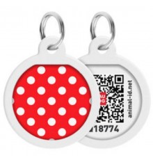 Адресник для собак и котов Waudog Smart ID c QR паспортом рисунок Горох круглый Д 25 мм Collar