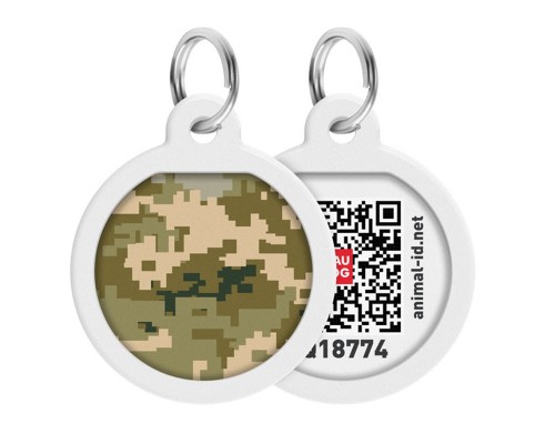 Адресник для собак и котов Waudog Smart ID c QR паспортом рисунок Милитари круглый Д 25 мм Collar