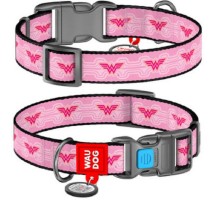 Ошейник для собак Waudog nylon Чудо-женщина 1 нейлоновый c QR-паспортом Ш 15 мм Д 25-35 см Collar