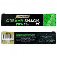 Ласощі для котів Creamy Snacks Salmon ніжне пюре з м'якоті дикого лосося 10 г Lucky Star
