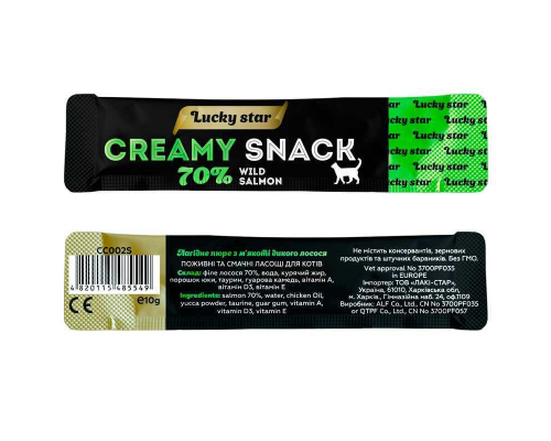 Лакомство для котов Creamy Snacks Salmon из мякоти дикого лосося  10 г Lucky Star