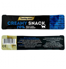 Ласощі для котів Creamy Snacks Tuna ніжне пюре тунець та креветка 10 г Lucky Star
