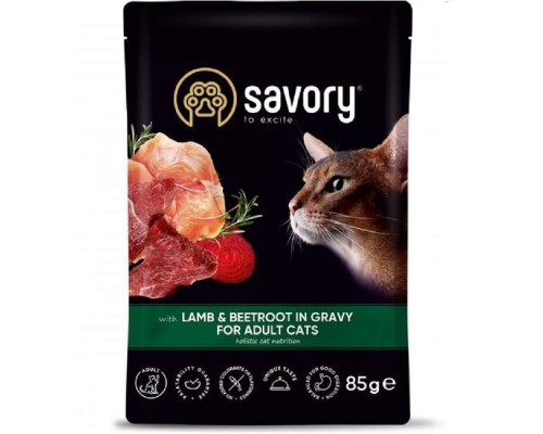 Корм д/кот SAVORY пауч ягня буряк 85г		