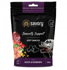 Ласощі для собак м’які Сейворі Savory зміцнення імунітету качка шипшина 200 г