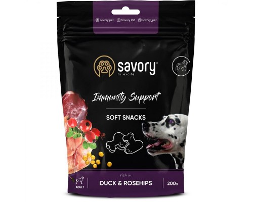 Ласощі для собак м’які Сейворі Savory зміцнення імунітету качка шипшина 200 г