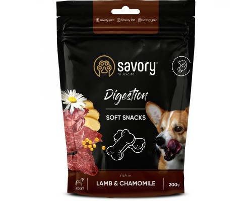 Ласощі для собак м’які Сейворі Savory покращення травлення  ягня ромашка 200 г			
