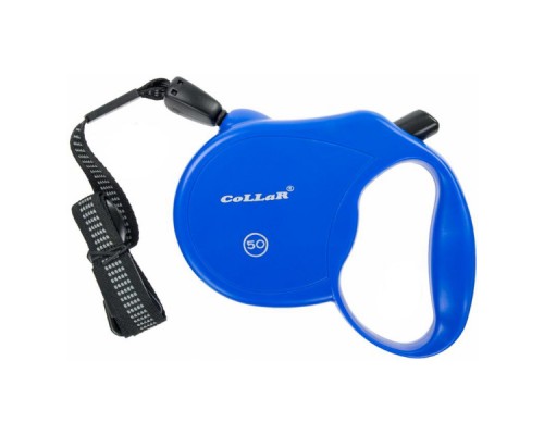 Рулетка Collar control 50 кг 5 м светоотражающая трос синя 81122