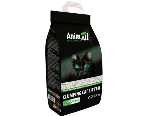 Наповнювач для котячого туалету AnimAll Бентонітовий комкуючий без аромату середня фракція 5 кг