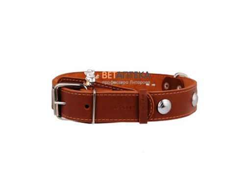 Нашийник CoLLar одинарний коричневий з прикрасами 35 мм 48-63 см 02716