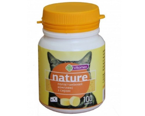 Полівітамінний комплекс Вітомакс Vitomax Nature для котів з сиром 100 таблеток
