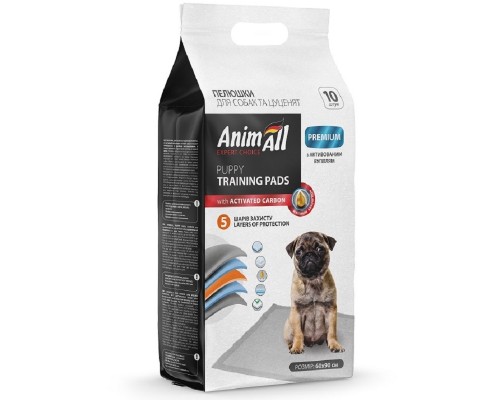 Пеленки AnimAll Puppy Training Pads для собак и щенков, с активированным углем, 60×90 см, 10 штук