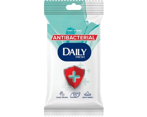 Серветки вологі Daily Fresh Antibacterial 15 шт
