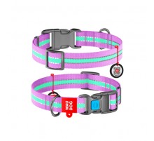 Ошейник WAUDOG Nylon светонакопительный фиолетовый 25 мм х 35-58см COLLAR 45659