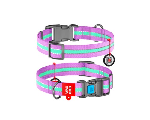 Нашийник WAUDOG Nylon Світлонакопичувальні фіолетовий 25 мм х 35-58см COLLAR 45659