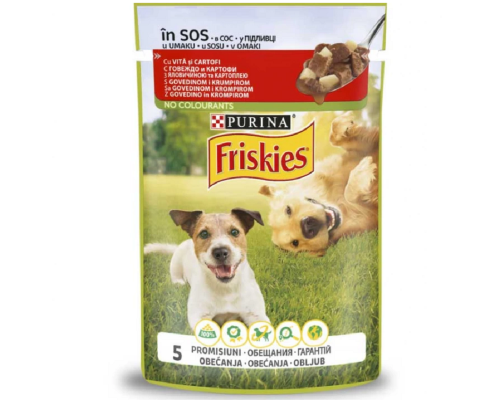 Корм для собак Friskies Dog Adult кусочки говядины с  картошкой  в подливе 100 г Purina