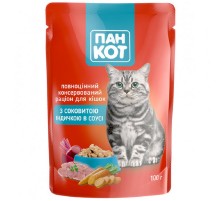 Корм для котов с сочной индейкой в соусе 100 г Пан Кот