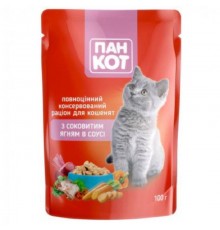 Корм для котов с сочным ягненком в соусе 100 г Пан Кот