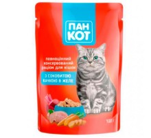 Корм для котов с сочной уткой в желе 100 г Пан Кот