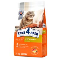 Сухой корм для котов Adult Cats Rabbit с кроликом 2 кг Клуб 4 лапы