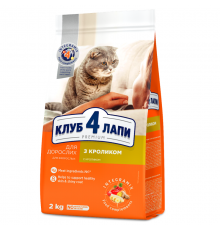 Сухой корм для котов Adult Cats Rabbit с кроликом 2 кг Клуб 4 лапы