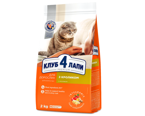 Сухий корм для котів Adult Cats Rabbit з кроликом 2 кг Клуб 4 лапи