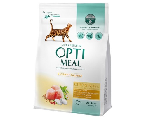 Сухой корм для взрослых  котов Chicken с курицей 200 г Optimeal