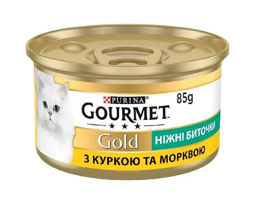 Корм для котов Gourmet Gold нежные биточки курица с морковкой 85 г Purina