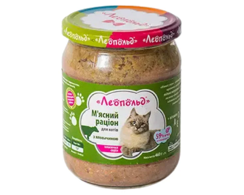 Корм для котов Мясной рацион паштет с говядиной  460 г Леопольд
