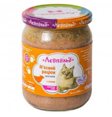 Корм для котов Мясной рацион паштет с ягненком  460 г Леопольд