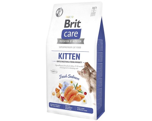 Корм Brit Care Cat сухий для кошенят Бріт Кеа Кет Grain Free Kitten Gentle Digestion & Strong Immunity с лососем 2кг