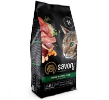 Сухой корм для котов Adult Cat Gourmand Fresh Turkey & Duck на основе свежего мяса индейки и утки 400 г Savory