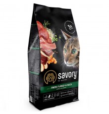 Корм SAVORY сухий для котів гурманів зі свіжою індичкою та качкою 400г