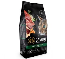 Сухой корм для котов Adult Cat Gourmand Fresh Turkey & Duck  из свежего мяса индейки и утки 2 кг Savory