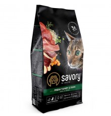 Сухой корм для котов Adult Cat Gourmand Fresh Turkey & Duck  из свежего мяса индейки и утки 2 кг Savory