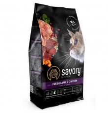 Корм SAVORY сухий для стерилізованих котів зі свіжим ягням і куркою 0.4кг 30105