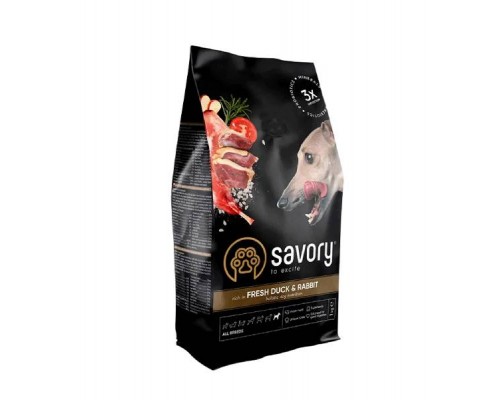 Корм для собак Сейвори SAVORY сухой для всех пород утка и кролик 3 кг