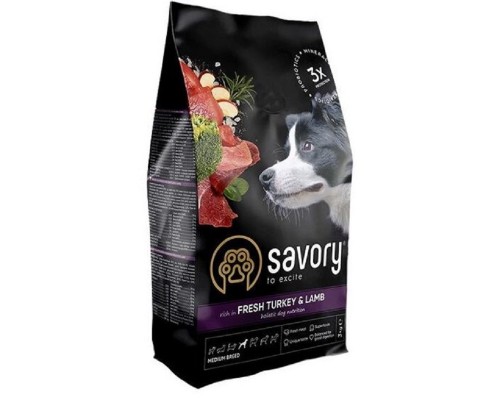 Корм для собак середніх порід з ягням та індичкою Сейворі SAVORY 1 кг