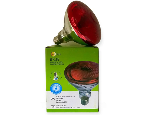 Лампа ІК 100 W 240 V LuxLight PAR38 тверде скло червона Китай