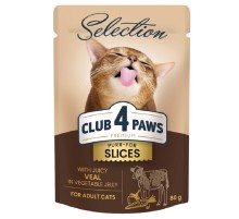 Корм для дорослих котів Selection Plus зі шматочками телятини в овочевому желе 80 г Клуб 4 лапи