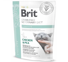 Сухой корм для котов при мочекаменной болезни Veterinary Diets Cat Struvite с курицей и горохом 400 г Brit
