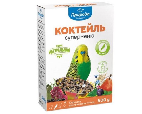 Корм для хвилястих папуг Коктейль Суперменю 500 г Природа