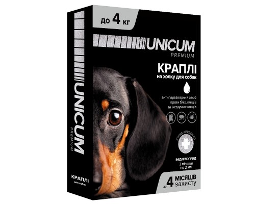 Краплі від бліх і кліщів на холку Унікум преміум Unicum premium для собак до 4 кг №3 